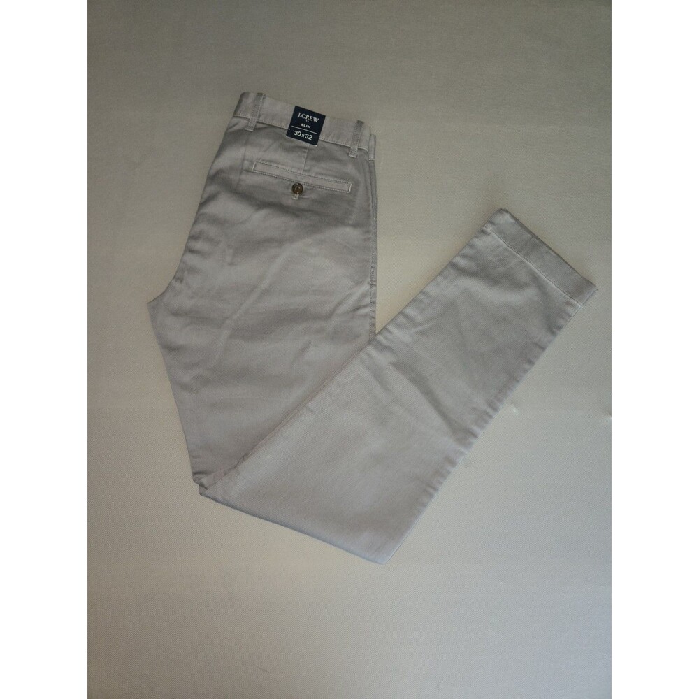 J.Crew Flex Chino Pants Men Slim Fit Grey Size 30x32 Stretch Cotton Flat Front